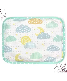 Abracadabra Head Shaping Mustard Seed Rai Pillow with Lavender Essentail Oil Lost in Clouds Print - Sea Green