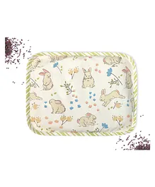 Abracadabra Head Shaping Mustard Seed Rai Pillow With Lavender Essentail Oil Bunny Garden Print - Peach