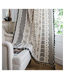 Soul Fiber 100% Cotton Bohemian Door Curtains With Rings - Grey 