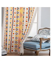 Soul Fiber 100% Cotton Bohemian Curtains For Windows Bedroom Living Room & Kitchen With Stainless Steel Rings Windows 5 Feet x 4 Feet- Boho Multi Orange