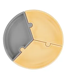 MinikOiOi Puzzle Sauction Plate - Yellow Grey