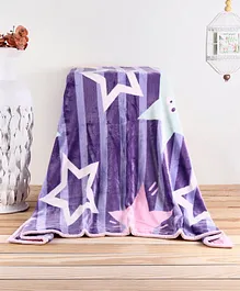 Babyhug Premium Reversible Plush Soft & Warm Double Layer Blanket Star Print - Violet