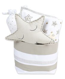 Masilo Organic Cotton Gift Basket Set For Baby's/kids Nursery, Luxury gift hamper, Lightweight and Portable, 0 to 3 Years - Stars - Grey