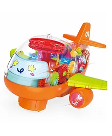 NEGOCIO Transparent Mechanical Helicopter Airplane Car Toy For Kids With Gear Technology 3D Light Musical Sound & 360 Degree Rotation- ( Color May Vary)
