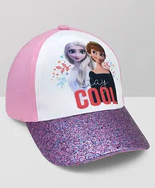Kidsville Frozen Elsa & Anna With Stay Cool Text Printed Shimmery Visor Cap - Pink
