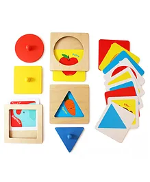 Shumee Montessori Wooden Shapes Peg Puzzle Set of 3 - Multicolor