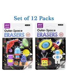 Asera Outer Space Erasers for Birthday Return Gifts - Pack of 12