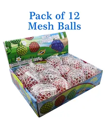 Asera Mesh Squish Ball For Pressure Relieve Anti Stress Ball For Kids Pack of 12 - Multicolour