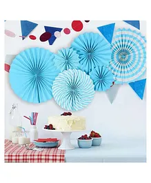 Bubble Trouble Happy Birthday Decoration Paper Fan Blue -  Pack Of 6