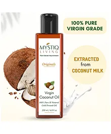 Mystiq Living Extra Virgin Coconut Oil For Skin Face Hair Growth and Baby Massage oil Baby Hair Oil Pure Coconut Oil - 200 ml