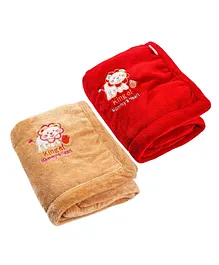 Brandonn Supersoft Double Layered Fluffy Mink Baby Blanket - Red, Beige