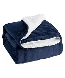 Brandonn Supersoft Double Layered Fluffy Flannel Baby Blanket - Navy Blue