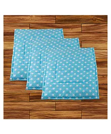 Mittenbooty Baby Soft Quilted Cotton Plastic Sleeping Mat Waterproof Foam Cushioned Changing Sheet Pack of 3 Star Print- Blue