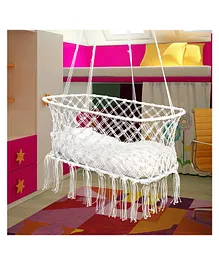 Wishing Clouds Baby Cradle Hanging Sleeping Bed For Newborn Baby Macrame- Off White