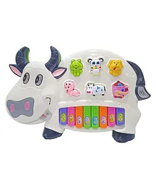 Vellique Baby Musical Toys Baby Piano Toy Musical Cow Piano Keyboard Learning Toy with 8 Keys & Animals Sounds  - Multicolour