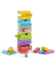 Vellique Animal 55 Pcs Printed Educational Wooden Stacking Tumbling Tower Blocks Toys, Building Blocks for Kids