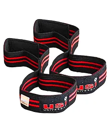 USI Universal The Unbeatable Figure 8 Power Lifting Grip Hook Wrist Wraps  - Black  And Red
