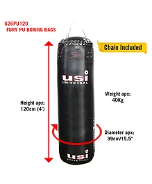 USI Universal The Unbeatable 626PU Fury Thick PU Filled Boxing Bag With Chain - Black