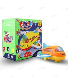 Vijaya Impex Bump and Go Airplane with Music and Lights - Yellow Pink & Blue