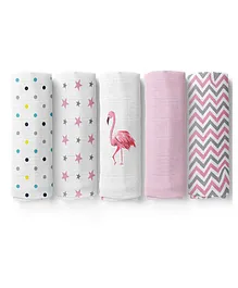 Haus & Kinder Muslin Swaddle Wrap Pack of 5 - Multicolour