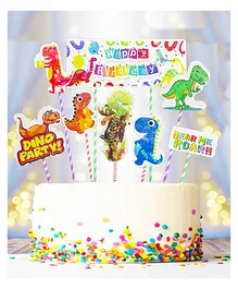 Yellow Nuts Dinosaur Happy Birthday Party Cake Topper 24 Pcs Set(Color may vary)