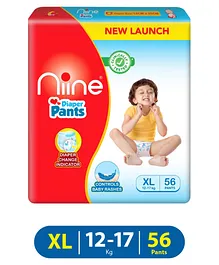 Niine Baby Diaper Pants Extra LargeXL Size 12-17 KG Pack of 1 56 Pants for Overnight Protection with Rash Control