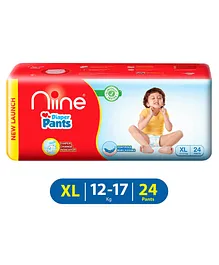 Niine Baby Diaper Pants Extra LargeXL Size 12-17 KG Pack of 1  for Overnight Protection with Rash Control - 24 Pants