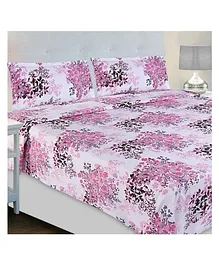 Haus & Kinder Cotton Greek Garden Romance Printed Bedsheet With Pillow Covers  Pink