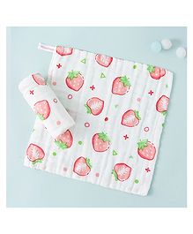 SYGA Baby Cotton Square Cartoon Towel Swaddle Flannel Baby Printed Towel  - White and Pink