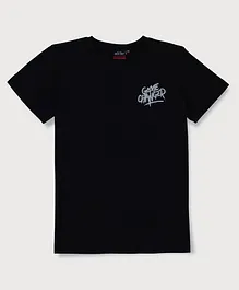 Gini & Jony Half Sleeves T-Shirt Text Print - Black