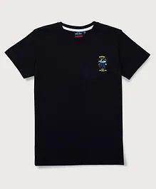 Gini & Jony Knit Half Sleeves Ufo Printed T Shirt - Black