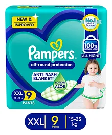 Pampers All round Protection Pants, Double Extra Large size baby diapers (XXL), Lotion with Aloe Vera - 9 Pieces
