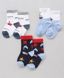 Bonjour  Ankle Length Socks Pack of 3 (Colour & Print May Vary)