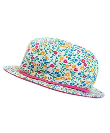 Nino Bambino Seamless Flower Printed 100% Organic Cotton Hat - White
