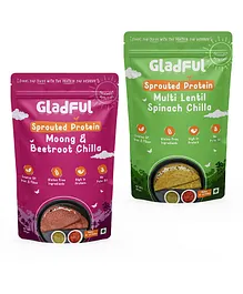 Gladful Beetroot & Spinach Protein Sprouted Lentils & Millets Instant Chilla Dosa Mix Pack Of 2 -  400 gm