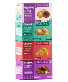 Gladful Try-Them-All Protein Cookies Choco-Chip Cashew Coconut Pack of 4 80 gm Each