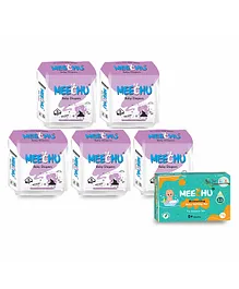 Meechu Baby Diapers (New Born) Combo Pack of 5 With One Baby Bathing Bar Free - 25 Pieces
