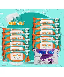 Meechu Baby Wet Wipes Pack of 10 With One New Born Diaper Free - 72 Pieces Each