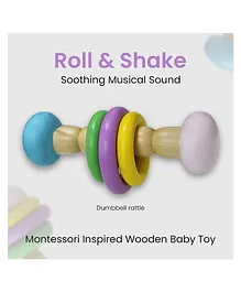 Matoyi Classic Wooden Dumbbell Rattle - Multicolor