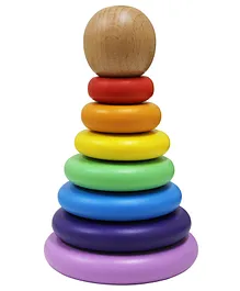 Matoyi Wooden Rainbow Colored Ring Stacker Multicolor - 7 Pieces