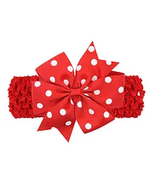 Bellazaara Polka Dot Bow Knot Crochet Headband - Red