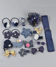 The Cutians Flower & Bow Applique Detail Royal Gift Set - Blue