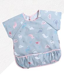 POLKA TOTS Waterproof Half Sleeves Apron Feeding Bibs for Infants & Baby Toddlers - Dino