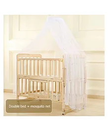 POLKA TOTS Elegant Wooden Rocking Cradle Baby Crib Cot Multifunctional Adjustable Bedding Set With Mosquito Net- Beige
