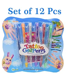 Asera Tattoo Gel Pen Pack Glitter Pen for Kids (Pack of 12) - Multicolor