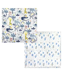 Thread Fairy Organic Muslin Swaddles Jungle Fun Set (Pack of 2) Multicolor