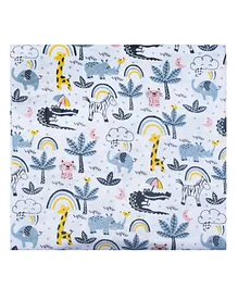 Thread Fairy Organic Muslin Baby Blanket Swaddle Jungle Fun - Multicolor