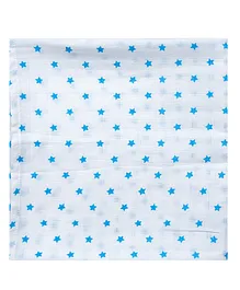 Thread Fairy Organic Muslin Baby Blanket Swaddle Blue Stars - Multicolour