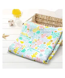 Thread Fairy Organic Muslin Blanket Wrap Tropical Safari Multicolor