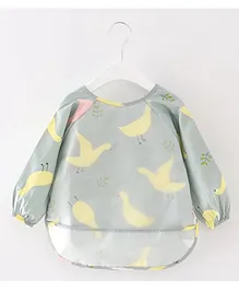 Thread Fairy Full Sleeves Washable Waterproof Baby Feeding Bibs  Baby Bib Shirt with Pocket Little Birdies - Green